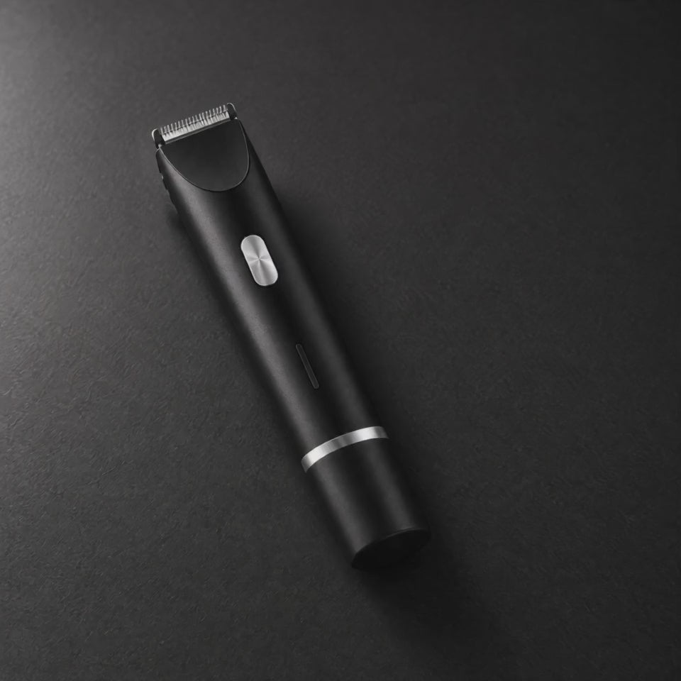 Twisting off the cap to reveal the round foil shaver at the base